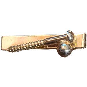 Vintage 1960's Gold Tone Screw Ball Tie Clip Humor Joke Bar Clasp
